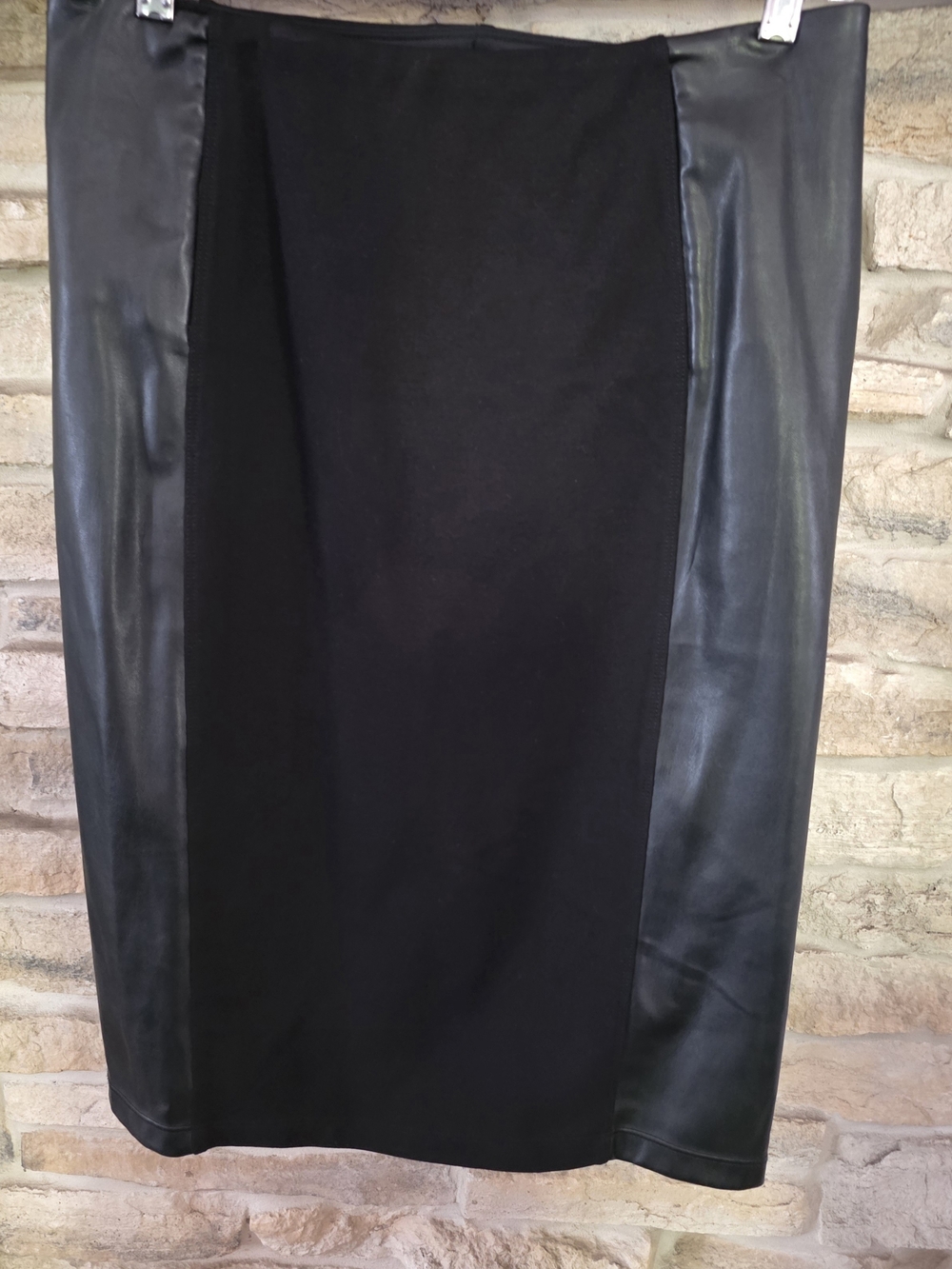 Liverpool Black Faux Leather Panel Pencil Skirt